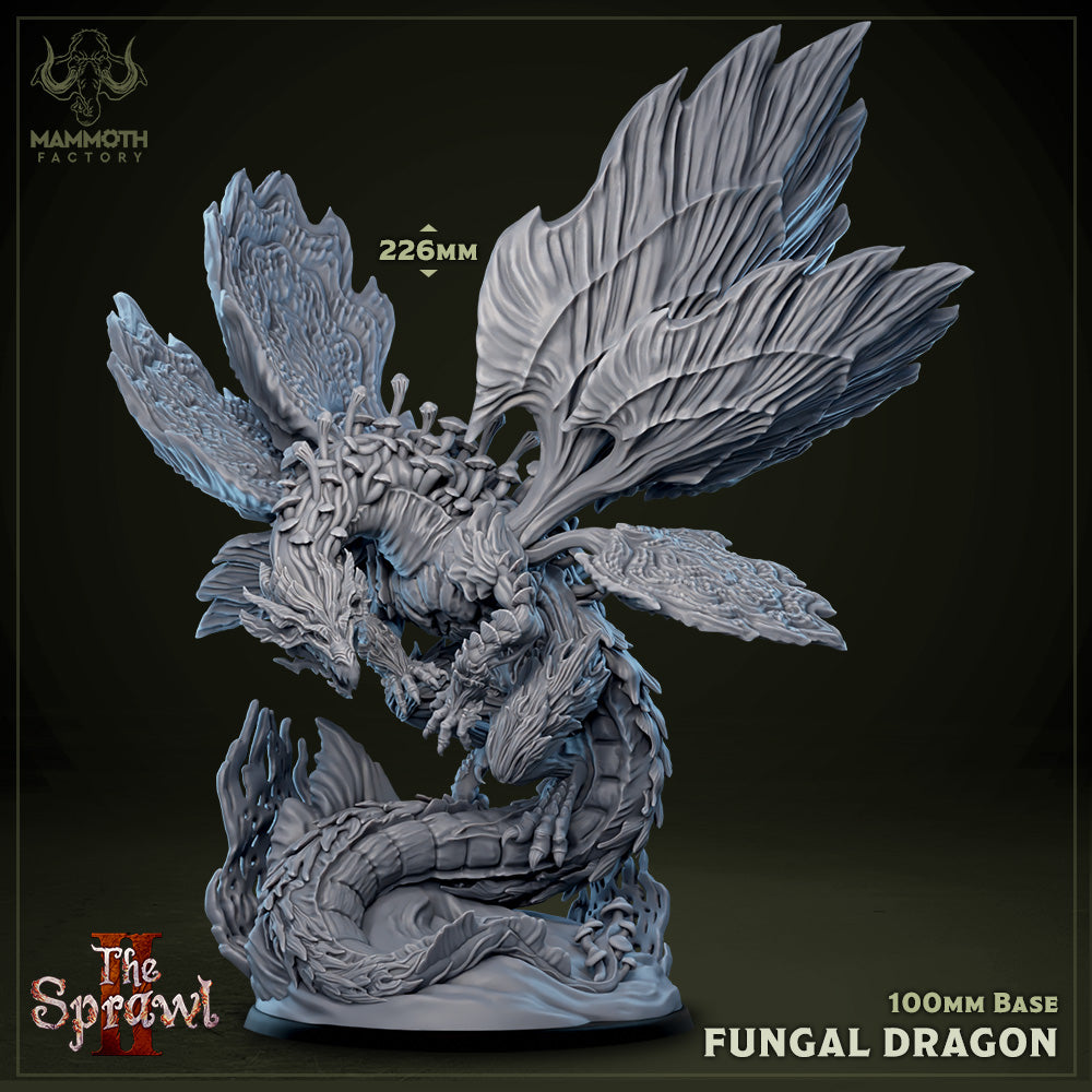 Image shows a 3D render of a fungus dragon gaming miniature