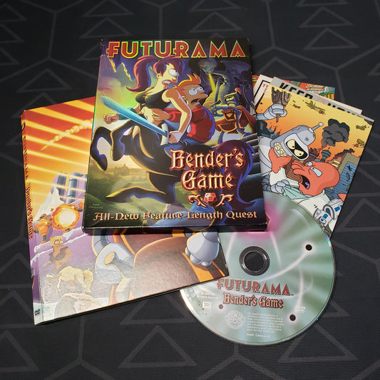 Image shows the case, inserts, outer box & disc for the movie Futurama: Bender's Game on DVD