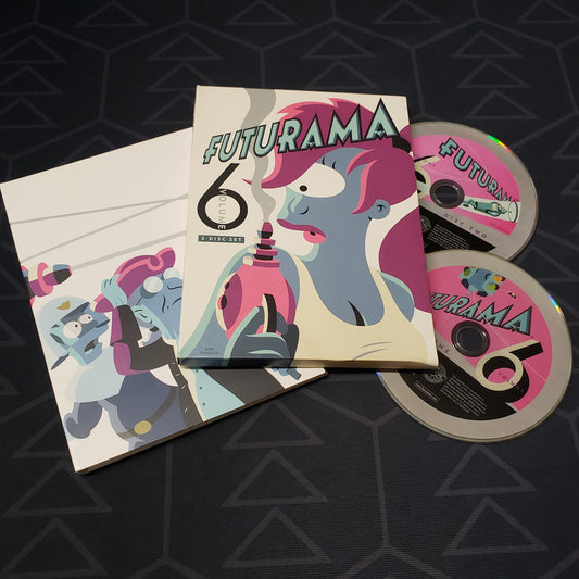 Image shows the case, outer box & two discs for the Volume 6 set of the TV series Futurama on DVD