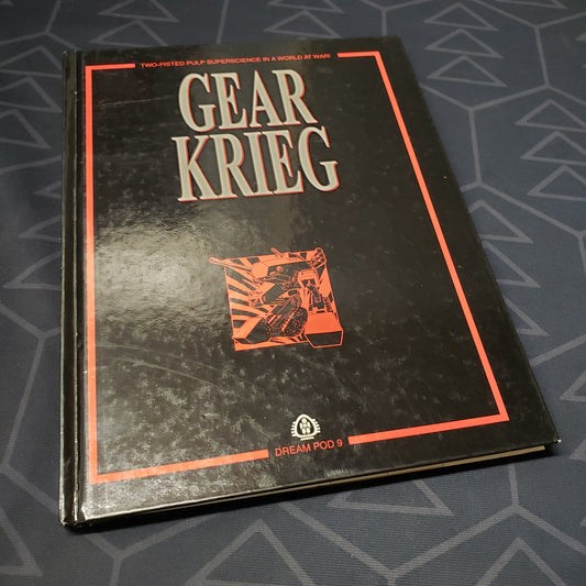 Image shows the front cover of the core rulebook for the roleplaying game Gear Krieg (First Edition)