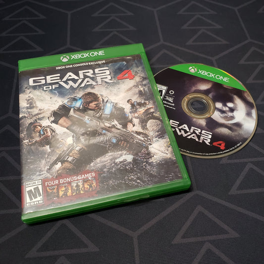 Image shows the case and disc for the video game Gears of War 4 for Xbox One