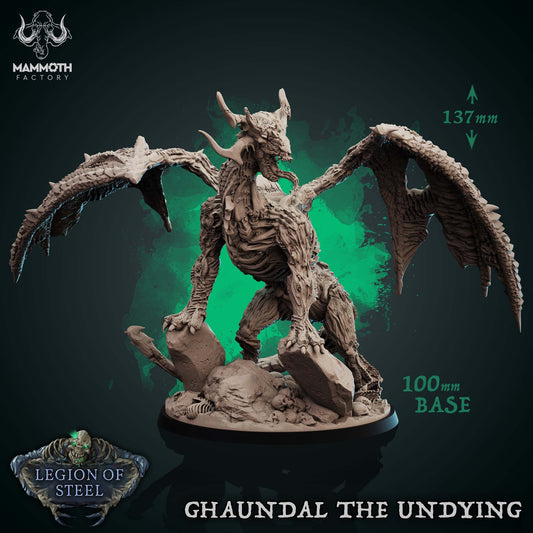 Image shows a 3D render of a zombie dragon gaming miniature.
