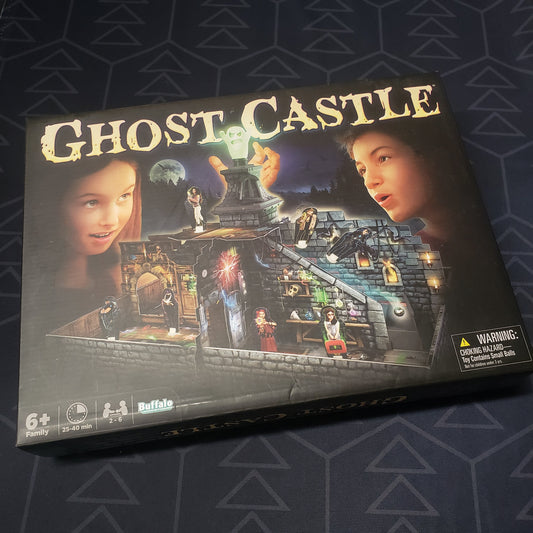 Image shows the front cover of the box for the Ghost Castle board game