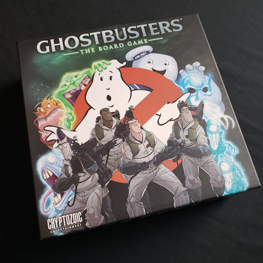 Image shows the front cover of the box of Ghostbusters: The Board Game