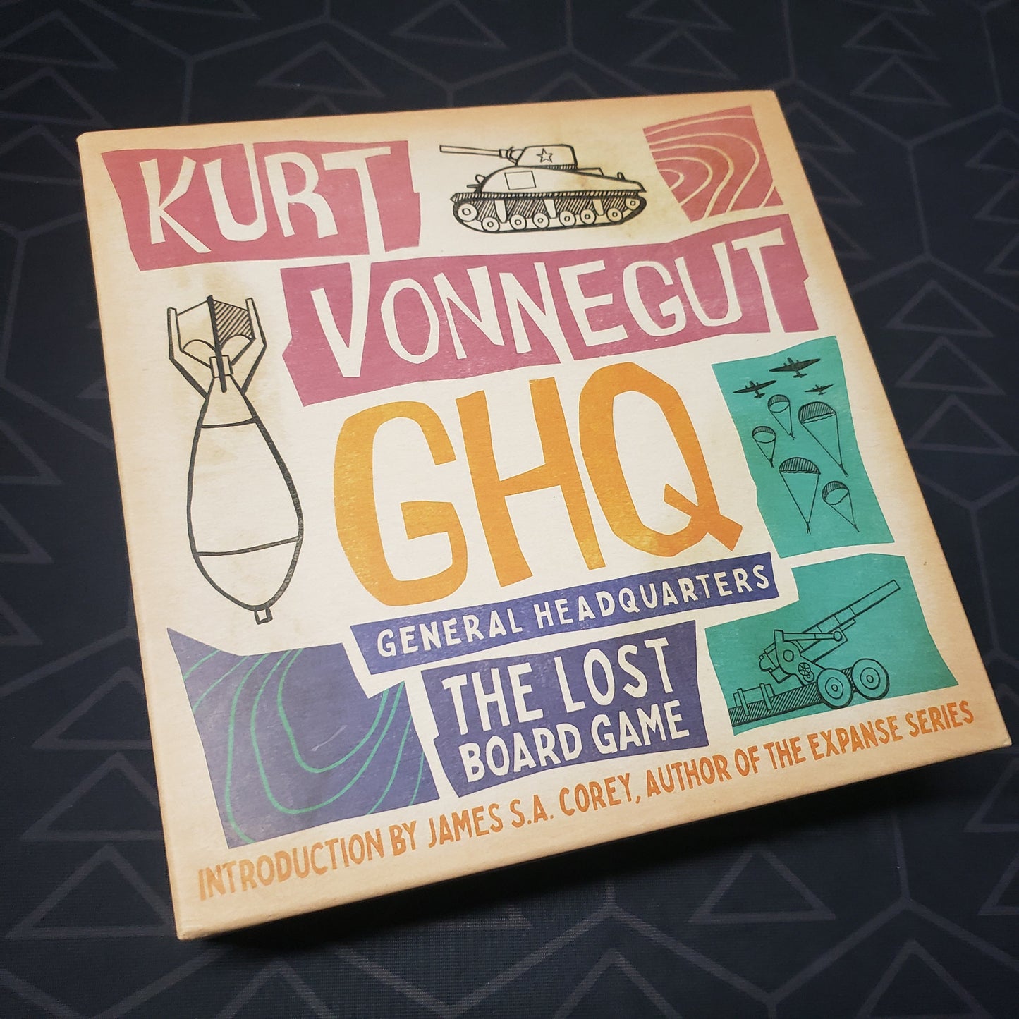Image shows the front cover of the box for the GHQ board game