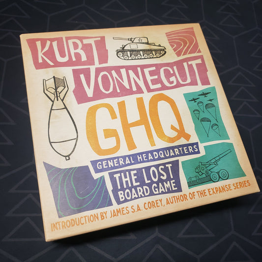 Image shows the front cover of the box for the GHQ board game