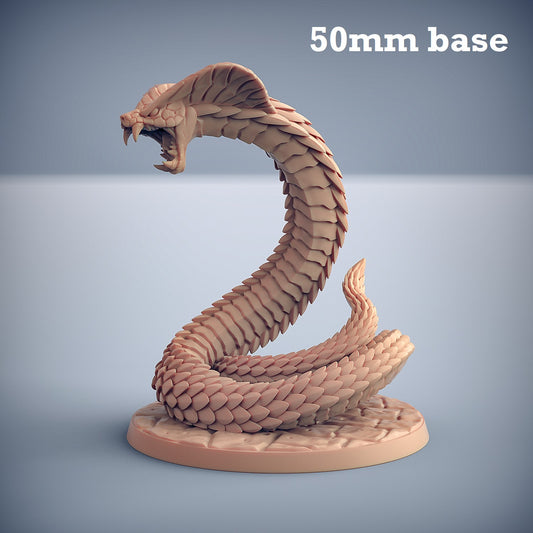 Image shows a 3D render of a giant snake gaming miniature.