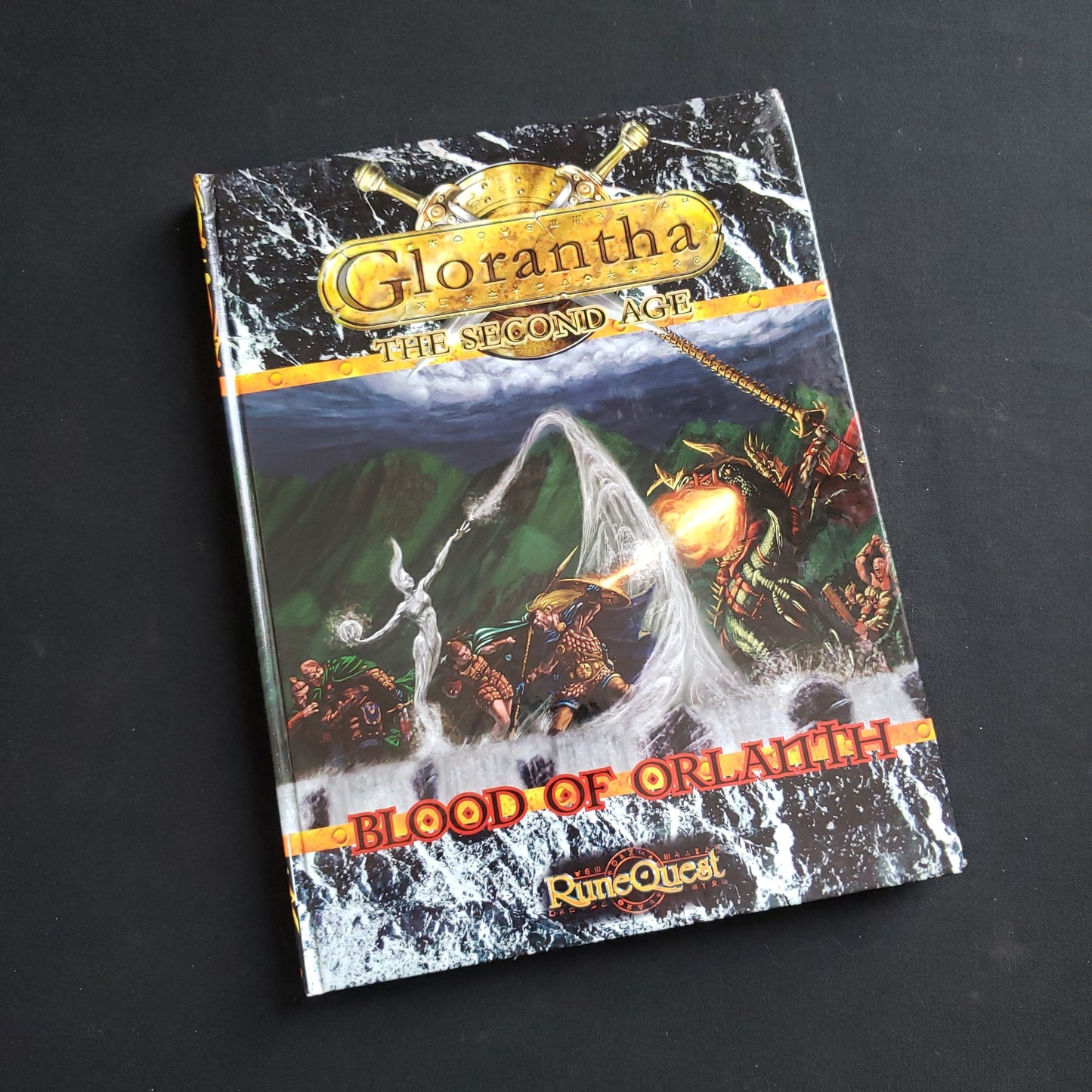 Image shows the front cover of the Glorantha: Blood of Orlanth roleplaying game book