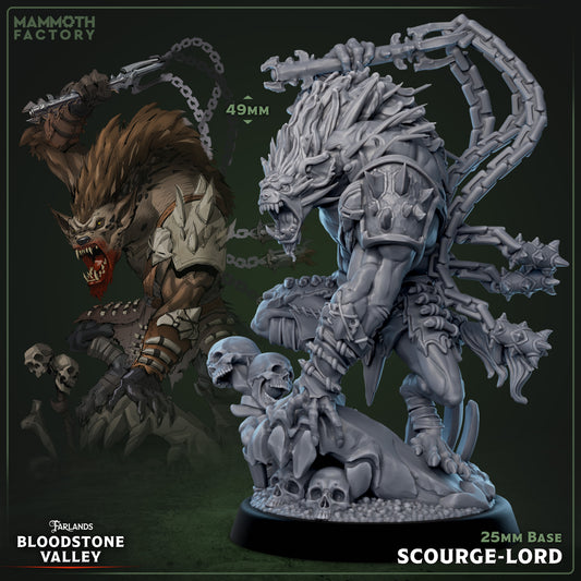 Image shows a 3D render of a gnoll warlord gaming miniature.