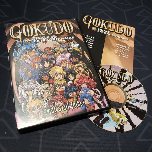 Image shows the case, insert & disc for the Volume 6: Finale Extraordinaire episode disc of the anime TV series Gokudo on DVD