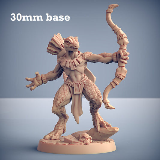 Image shows a 3D render of a lizardfolk warrior gaming miniature.