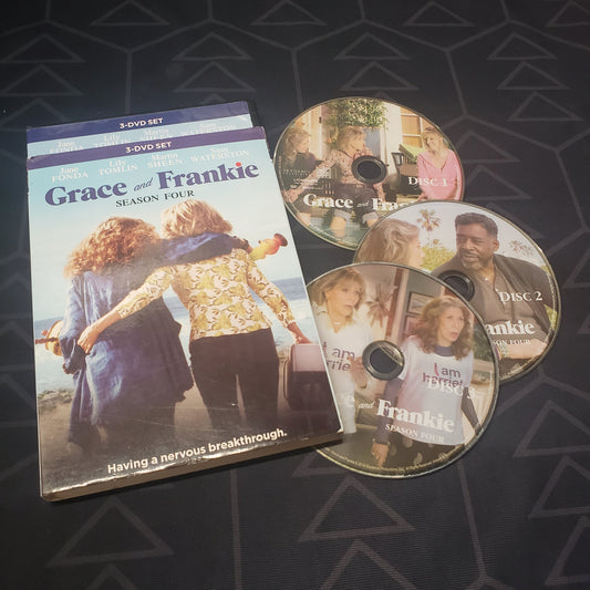 Image shows the case & three discs for the fourth season of Grace & Frankie on DVD