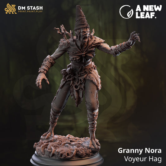 Image shows an 3D render of a forest ghoul gaming miniature with an outstretched arm