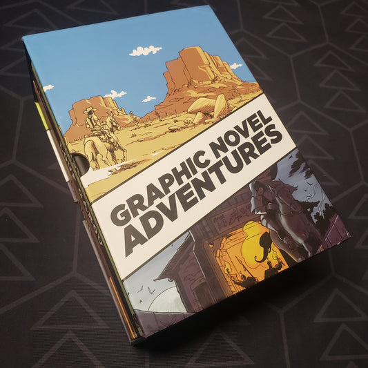 Image shows the front of the box for the Graphic Novel Adventures: Season 1 gaming book box set