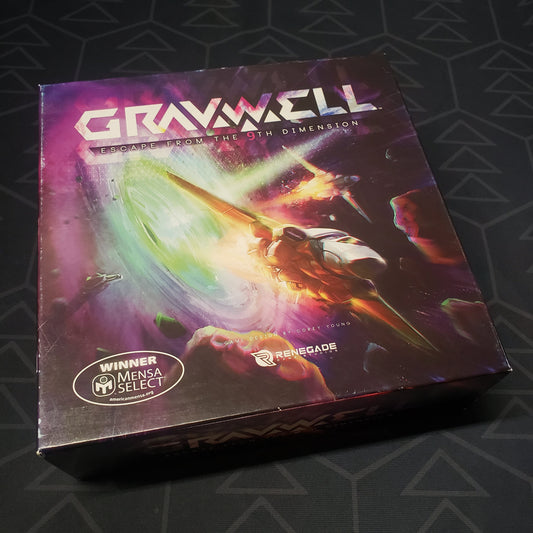 Image shows the front cover of the box for the Gravwell (Second Edition) board game