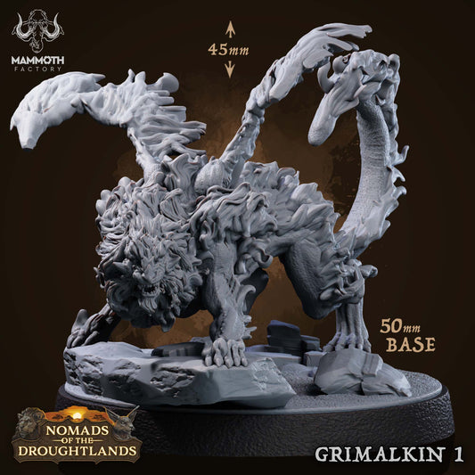 Image shows a 3D render of a winged lion elemental gaming miniature.