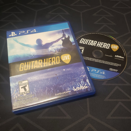 Image shows the case and disc for the video game Guitar Hero Live for Playstation 4