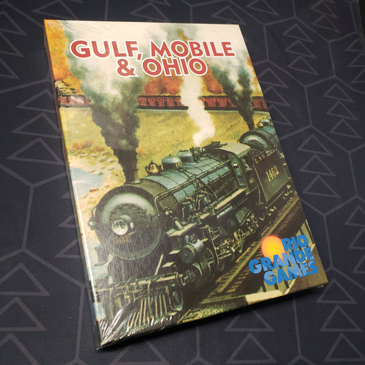 Image shows the front cover of the box for the Gulf, Mobile & Ohio board game