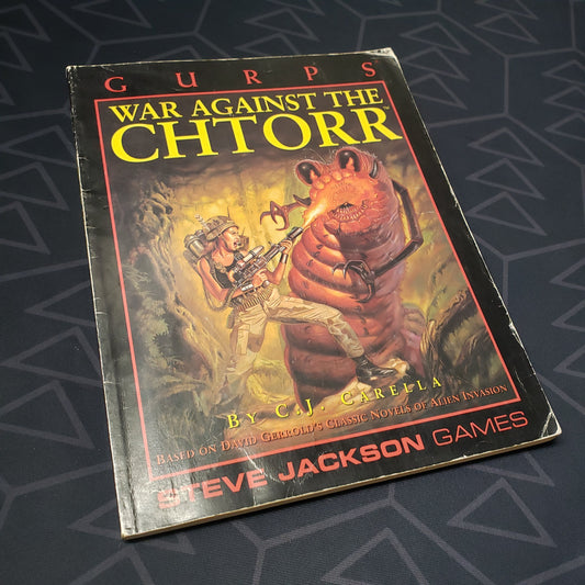 Image shows the front cover of the War Against the Chtorr book for the roleplaying game GURPS 3E