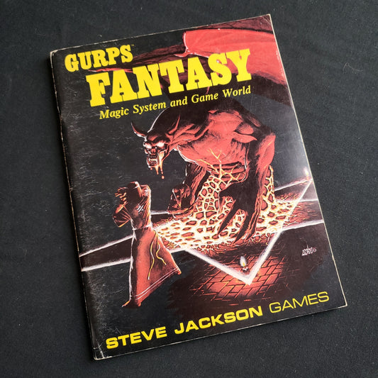 Image shows the front cover of the GURPS Fantasy: Magic System and Game World roleplaying game book