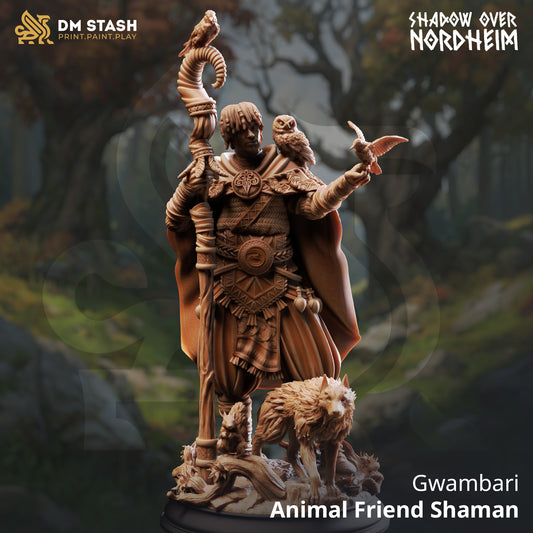 Image shows a 3D render of a human beastmaster gaming miniature.