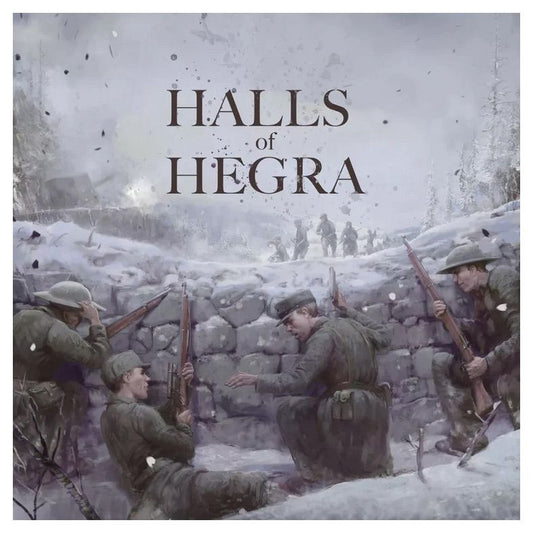 Image shows the front cover of the box of the Halls of Hegra board game