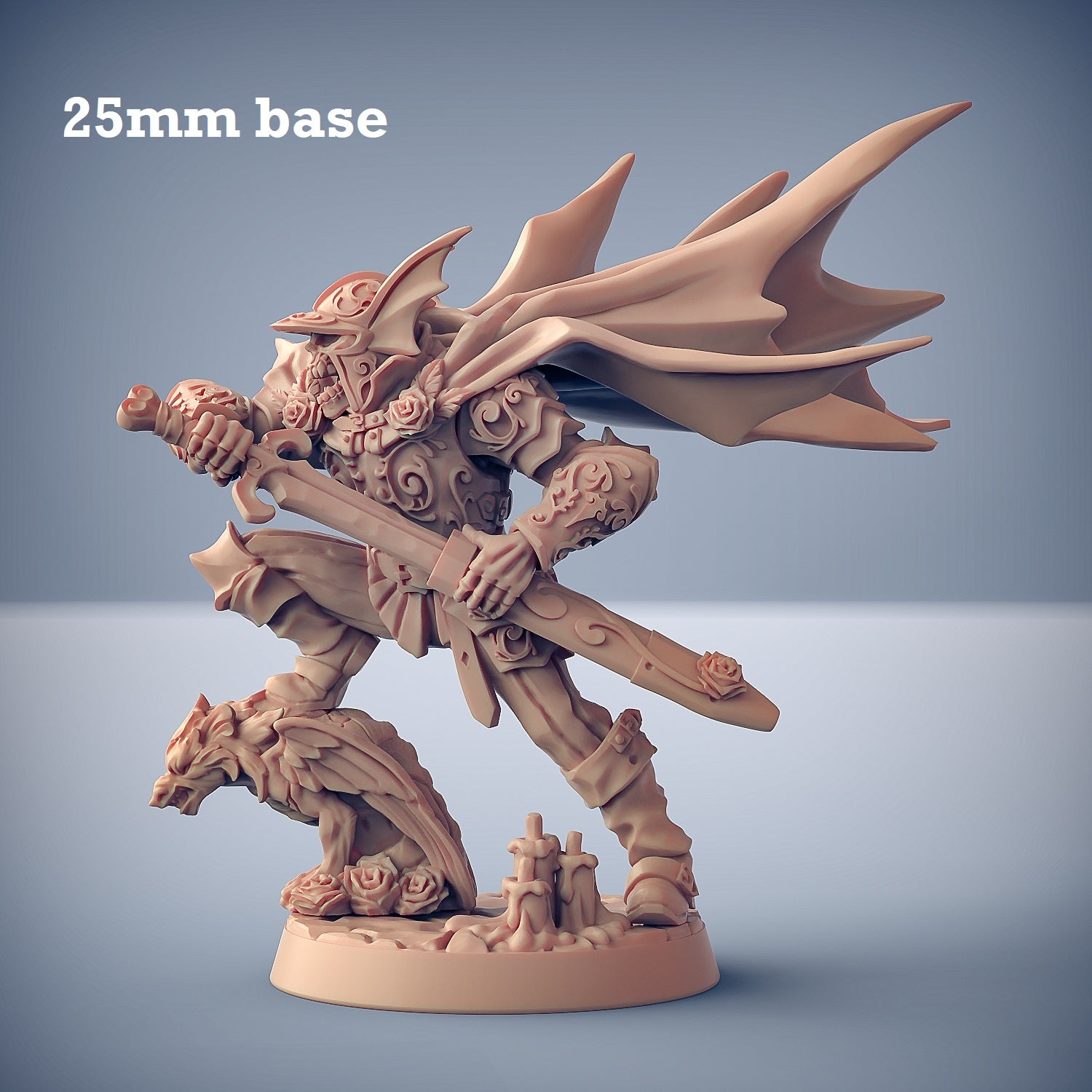 Image shows a 3D render or a skeleton warrior gaming miniature