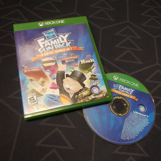 Image shows the case and disc for the video game Hasbro Family Fun Pack for Xbox One