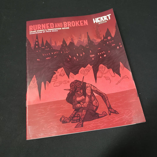 Image shows the front cover of the Burned and Broken book for the roleplaying game Heart: The City Beneath