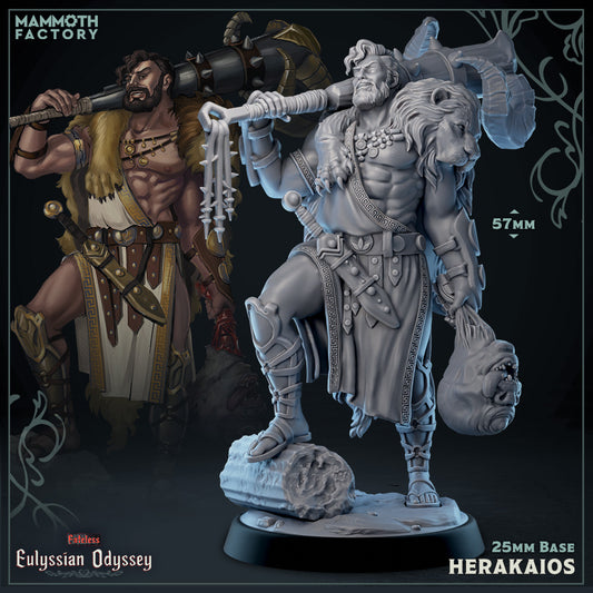 Image shows a 3D render of a mythological hero gaming miniature.