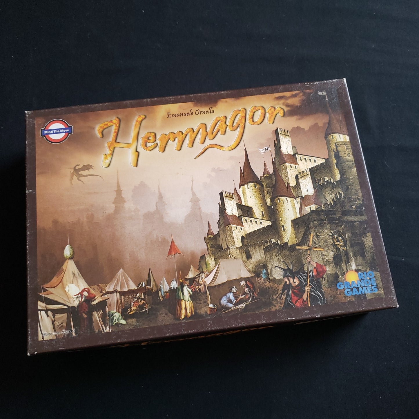 Image shows the front cover of the box of the Hermagor board game