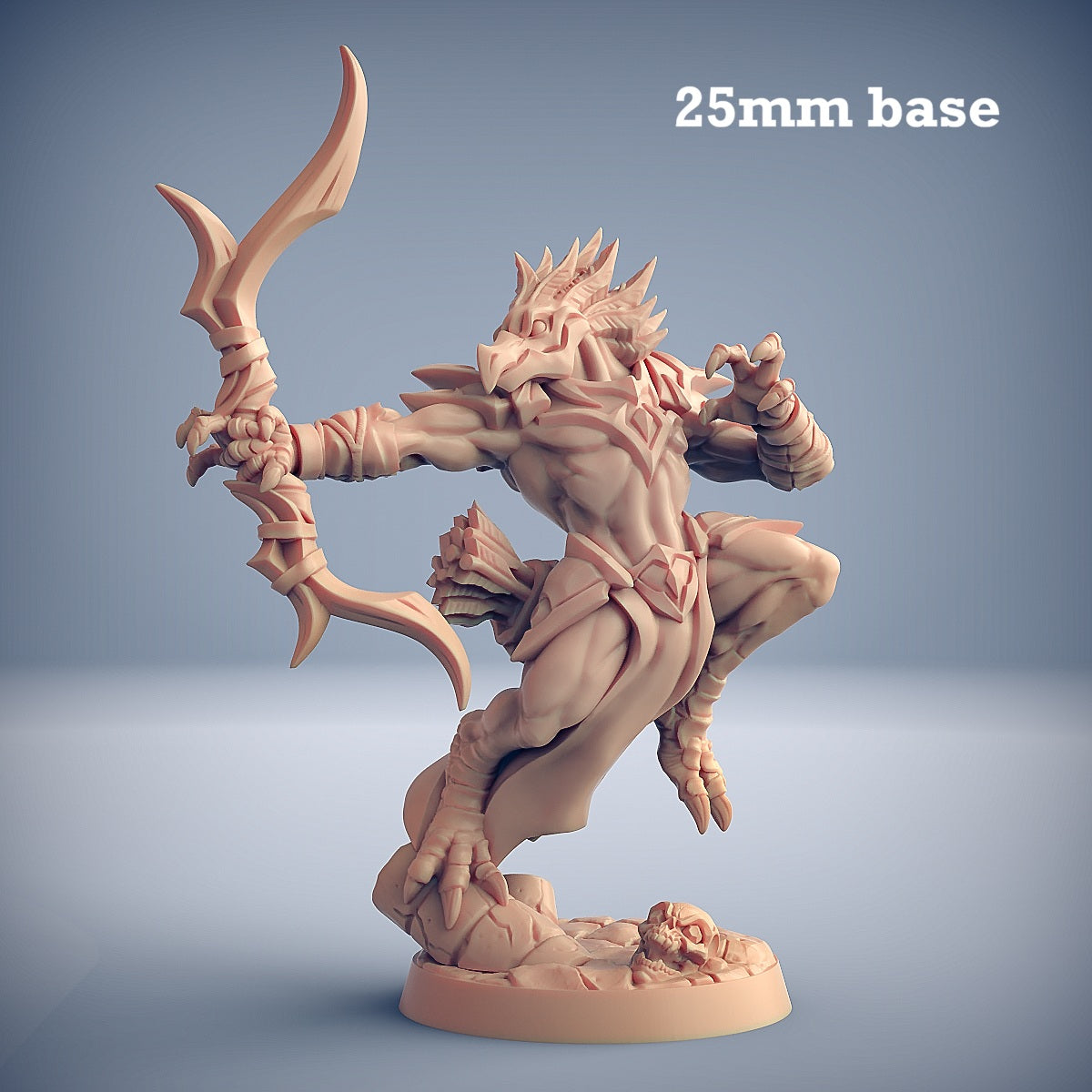 Image shows a 3D render of a aarakocra ranger gaming miniature.