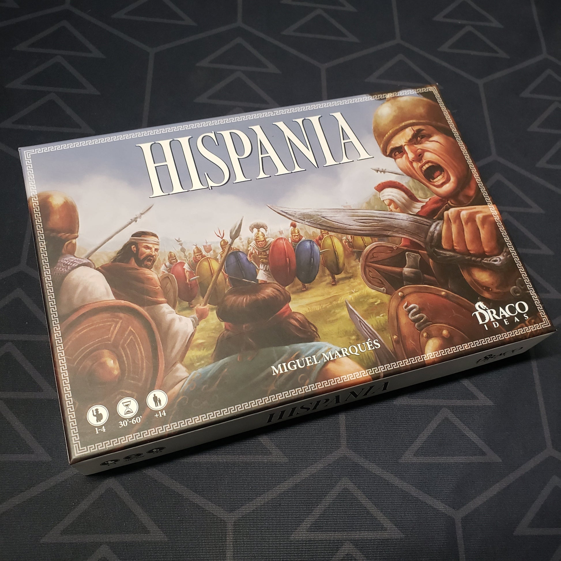 Image shows the front cover of the box for the Hispania board game