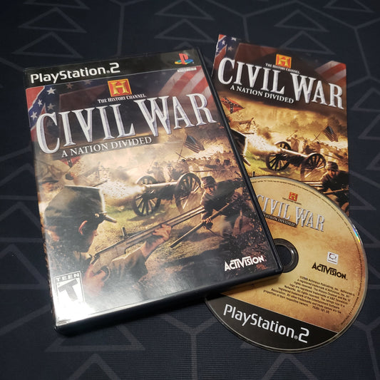 Image shows the case, manual and disc for the video game History Channel: Civil War - A Nation Divided for Playstation 2