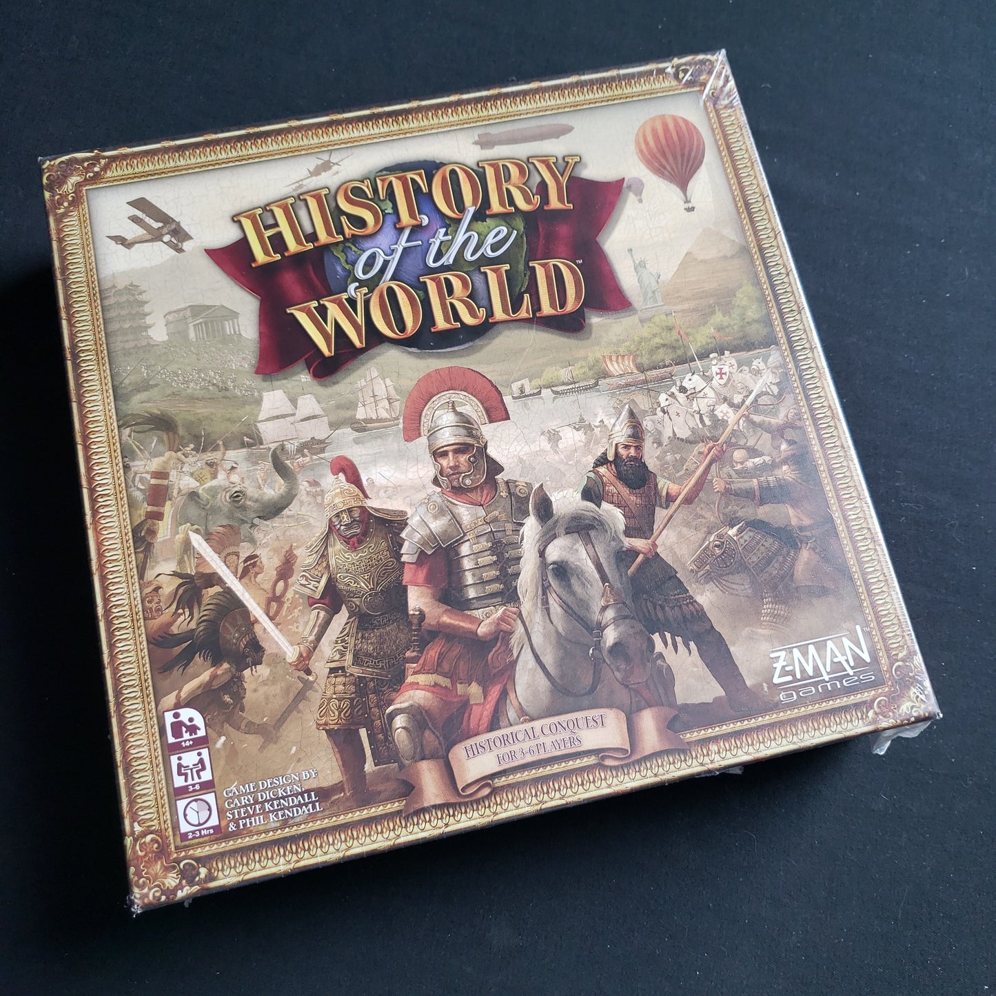 Image shows the front cover of the box of the History of the World board game
