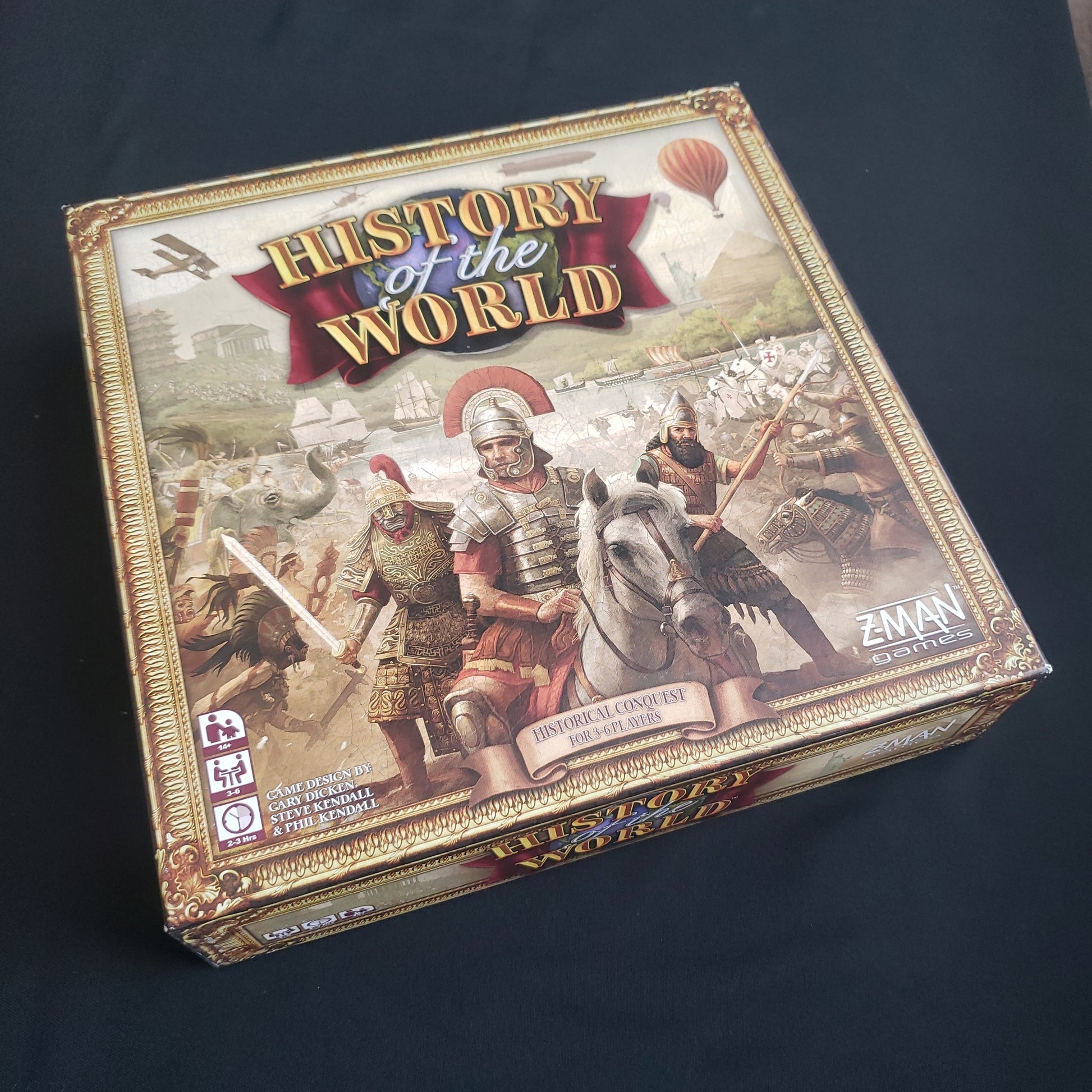 Image shows the front cover of the box of the History of the World board game