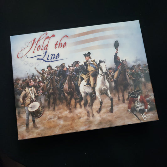Image shows the front cover of the box of the Hold the Line board game
