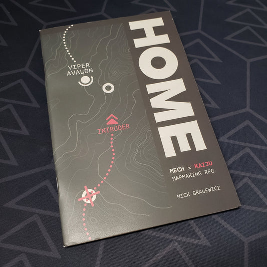 Image shows the front cover of the HOME: Mech x Kaiju roleplaying game book
