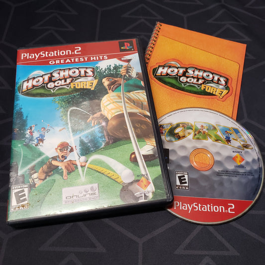 Image shows the case, manual and disc for the video game Hot Shots Golf: Fore! for Playstation 2