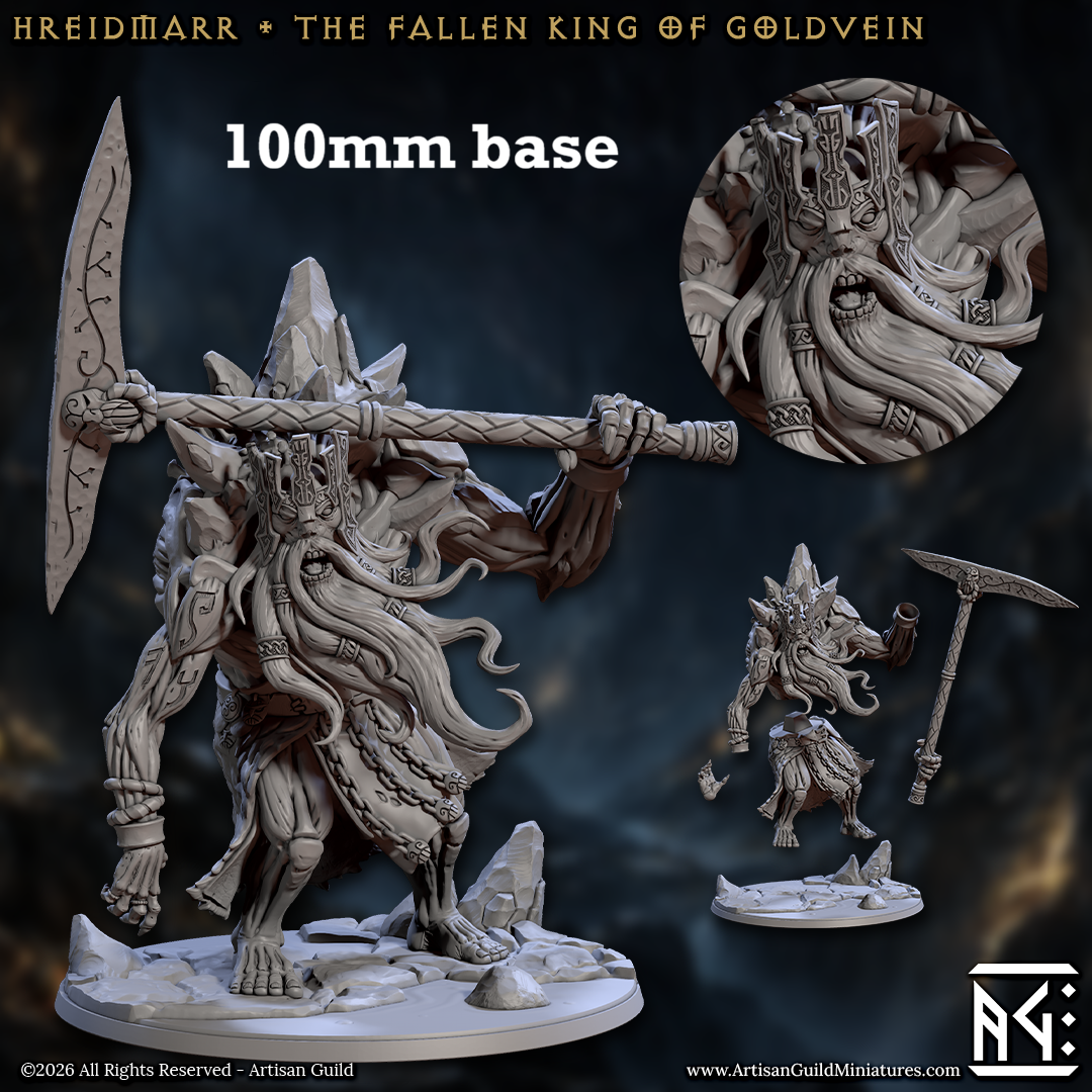 Image shows a 3D render of a draugr giant gaming miniature.