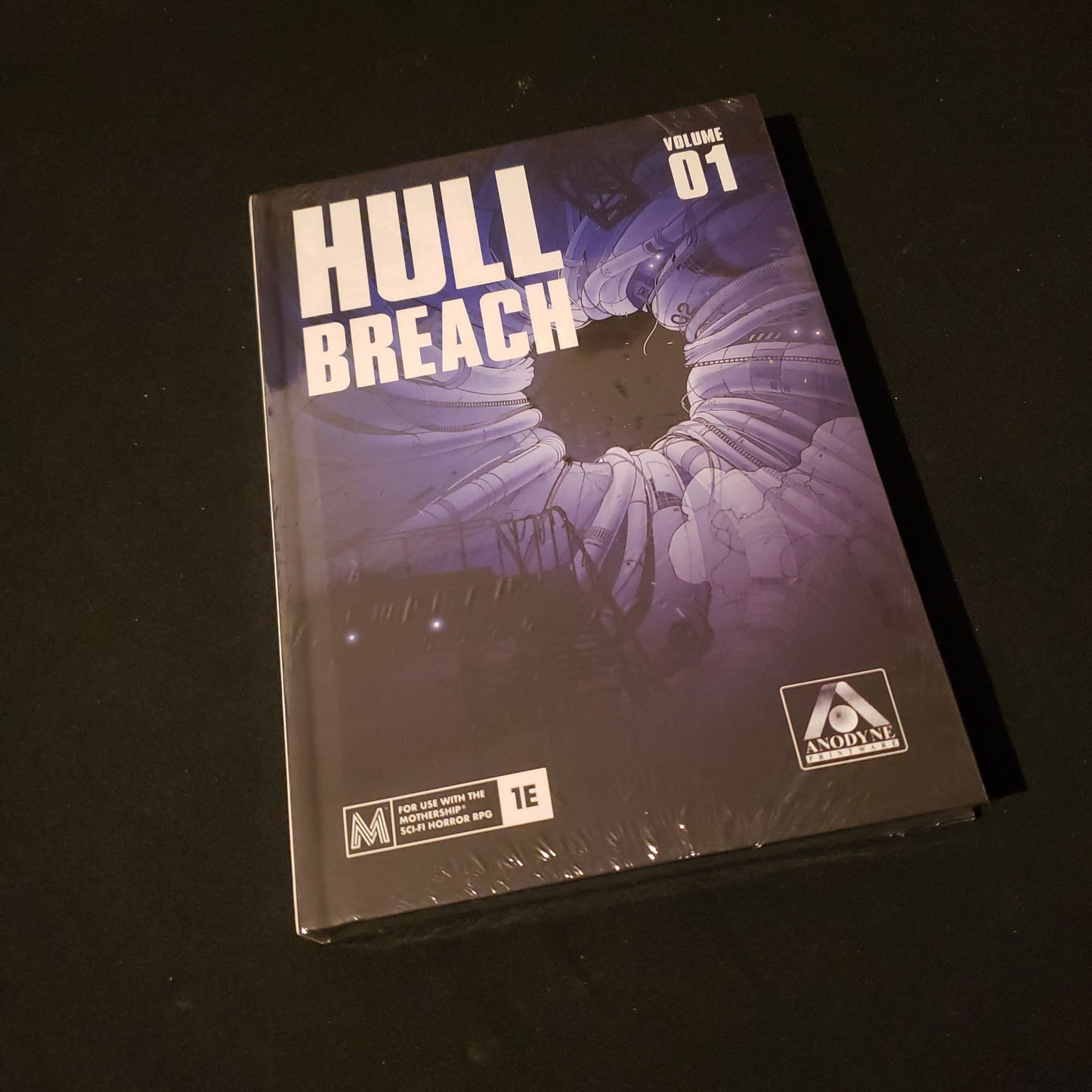 Image shows the front cover of the Hull Breach roleplaying game book