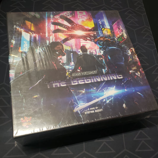 Image shows the front cover of the box for the Human Punishment: The Beginning board game