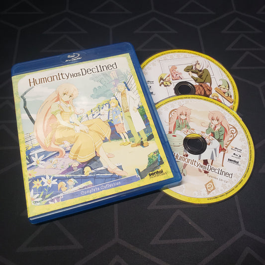Image shows the case & two discs for the anime tv series Humanity Has Declined: Complete Collection on Blu-Ray