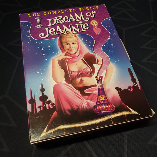 Image shows the front of the box for the complete series set of I Dream of Jeannie on DVD