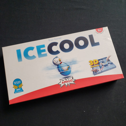 Image shows the front cover of the box of the ICECOOL board game