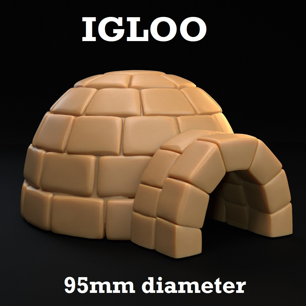 Image shows a 3D render of a igloo gaming miniature terrain piece