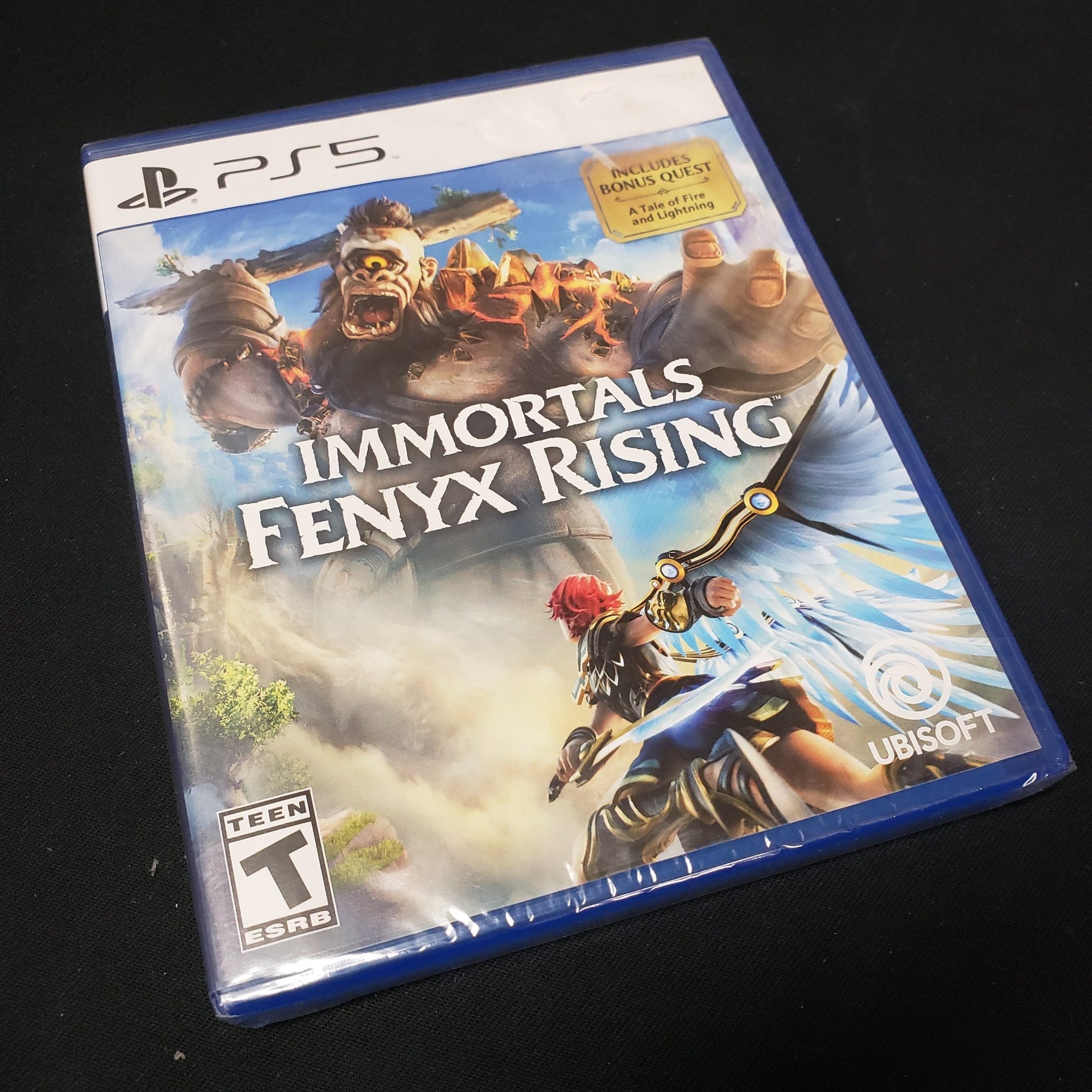 Image shows the front of the case for the video game Immortals Fenyx Rising for Playstation 5