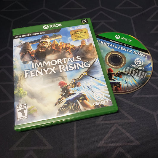 Image shows the case and disc for the video game Immortals Fenyx Rising for Xbox Series X & Xbox One