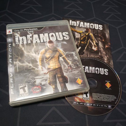 Image shows the case, manual and disc for the video game inFamous for Playstation 3