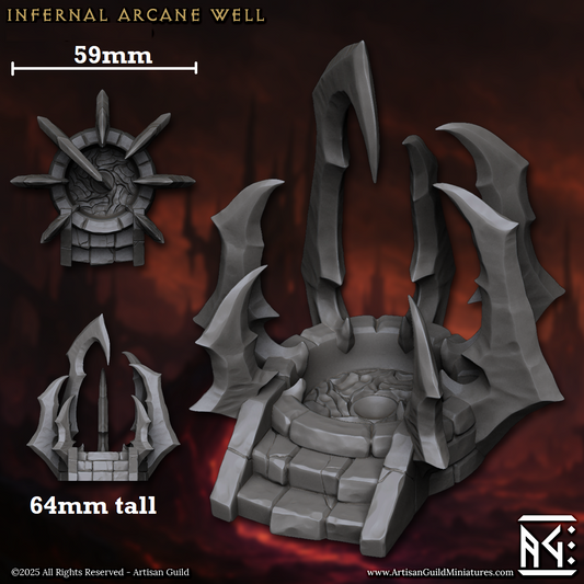 Image shows a 3D render of a demonic well gaming miniature terrain piece